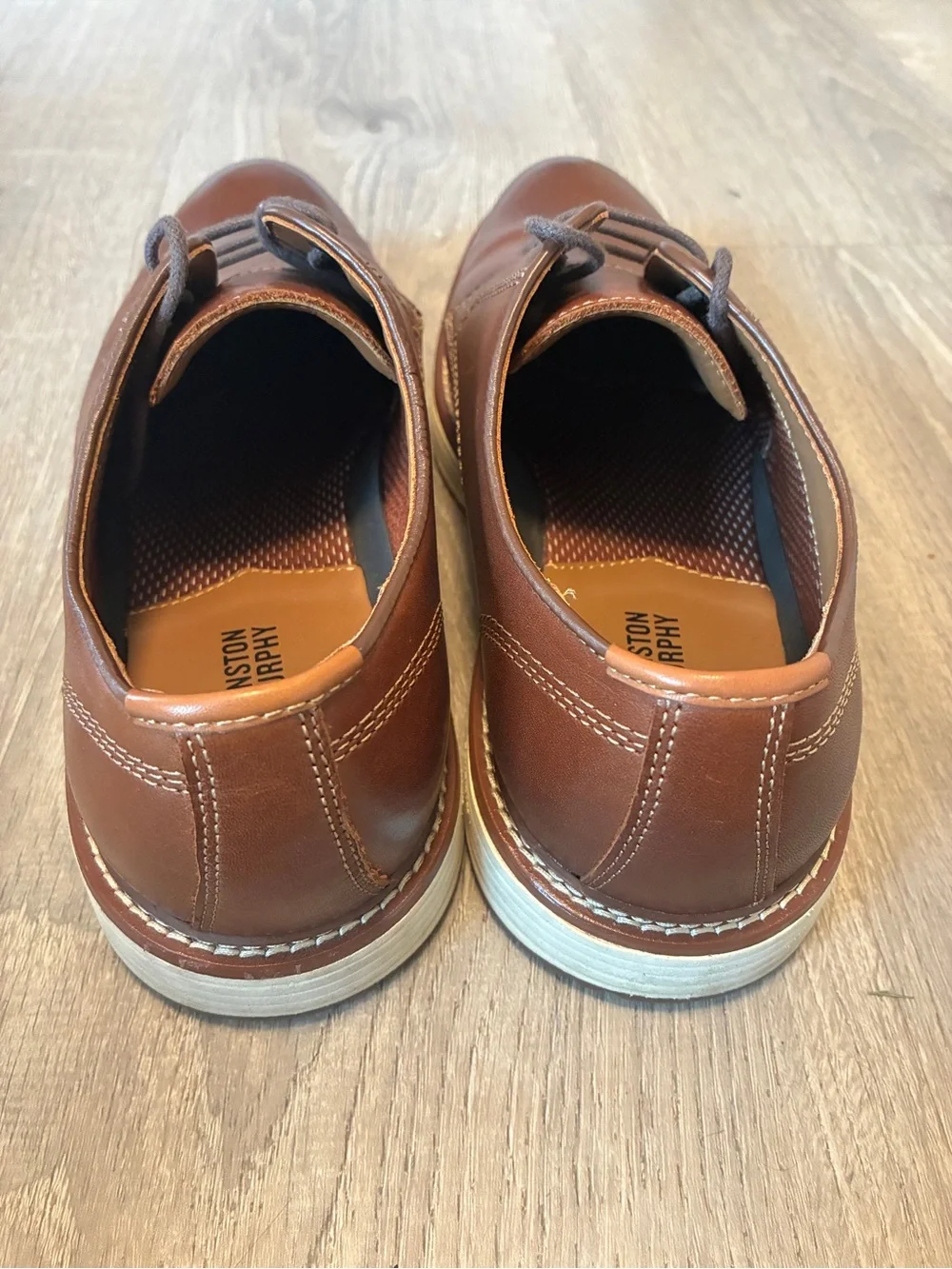 Men's Johnston & Murphy Brown Leather Shoes with White Outsole size 11.5